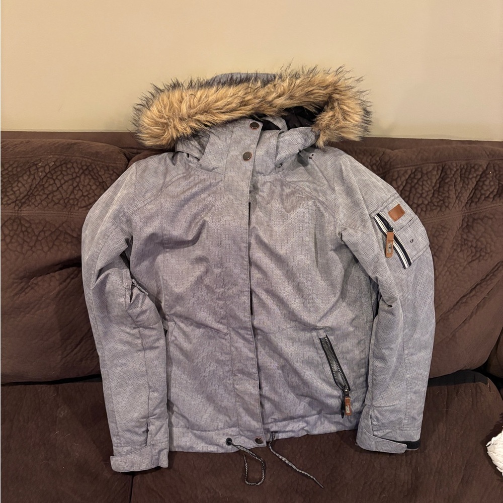 Roxy Black Winter Jacket with Faux Fur Trim